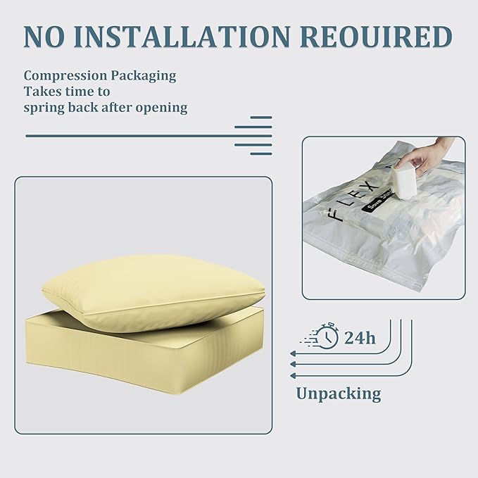 Outdoor Seat Cushion Set 24 x 24 x6.5 Inch Splash-Proof & Fade Resistant Patio Furniture Cushions with Removable Cover Deep Seat & Back Cushion with Straps for Chair Sofa Couch