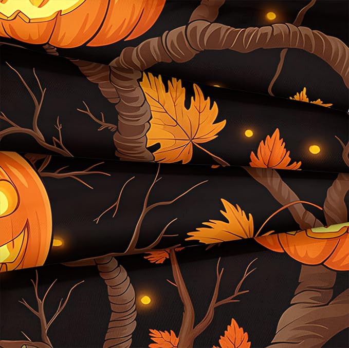 Black Pumpkin Bedding Happy Halloween Comforter Set Orange Pumpkin Lantern Spooky Ghost Festival Theme Black Halloween Bedding Set Queen Size