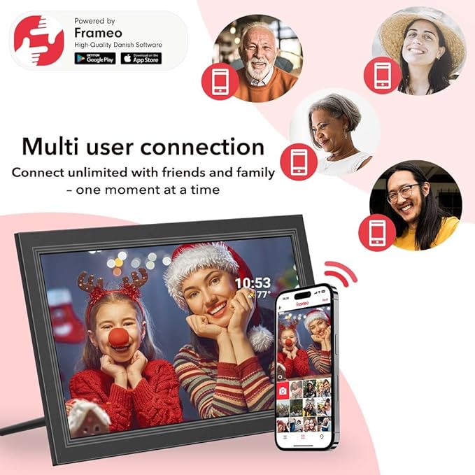 FRAMEO Digital Picture Frame- 15.6inch Digital Photo Frame with 1920 * 1080 IPS Touch Screen HD Disply,Built-in 32GB Storage,Wall-Mounted,Digital Frame Share Photos and Videos via Frameo App