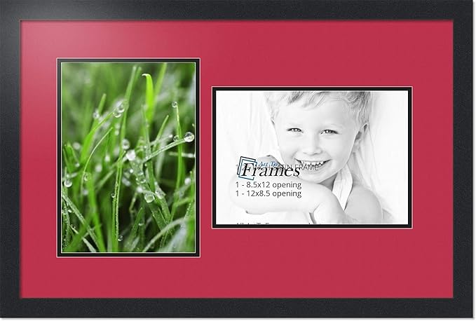 Art to Frames Double-Multimat-776-762/89-FRBW26079 Collage Photo Frame Double Mat with 2 - 8.5x12 Openings and Satin Black Frame