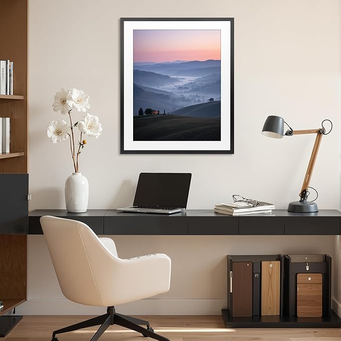 Giftgarden 21x26 Picture Frames Matted to 17x22 Picture with Mat, Display 21x26 Poster without Mat or 17x22 Poster with Mat, Black, Set of 4