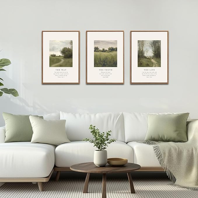 CHDITB christian Path Framed Canvas Wall Art Set, Biblical Verses Wall Decor, scripture Spiritual Wall Painting, Vintage the way the truth the life Art Prints for Church Zen Room Office 16"x24"x3