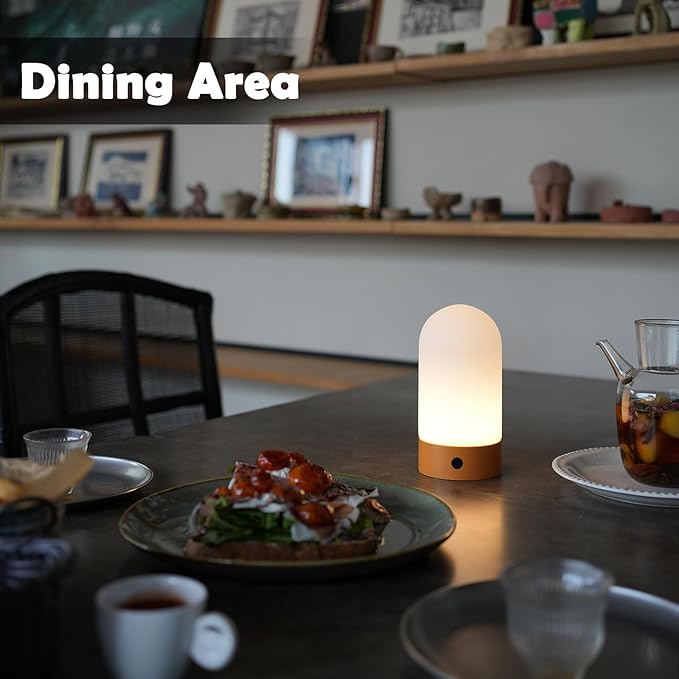 Battery Operated Shower Lamp Waterproof, Small Portable Cordless Table Lamp Rechargeable, Touch Dimmable Mood Light for Home/Patio/Dining/Outdoor (Orange)
