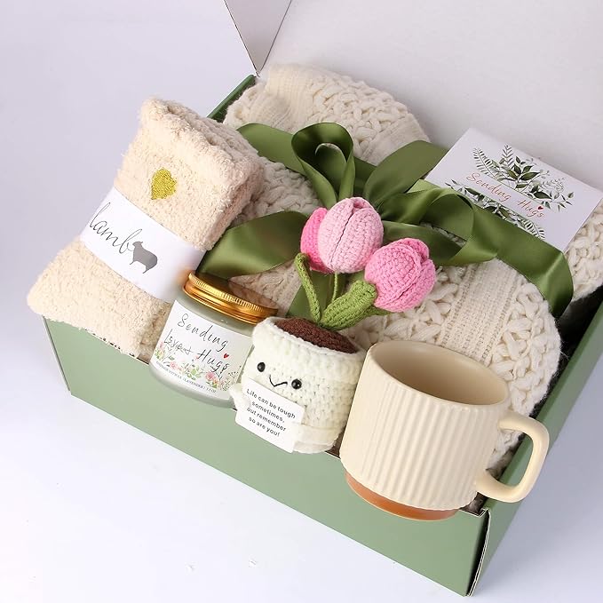 Gift Baskets for Women, Get Well Soon Gift, Birthday Gifts, Self Care Package, After Surgery Thinking of You Inspirational Basket, Sympathy Gifts for Her Mom Wife Sister Friend Girlfriend Coworker