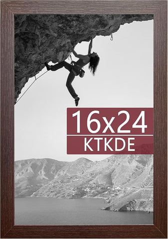 KTKDE 16x24 Picture Frame Wooden,Poster Frames with Polished Plexiglass, Wall Hanging Large Studio Gallery Photo Frames Decorating for Minimalist Style Suitable,Any style Best