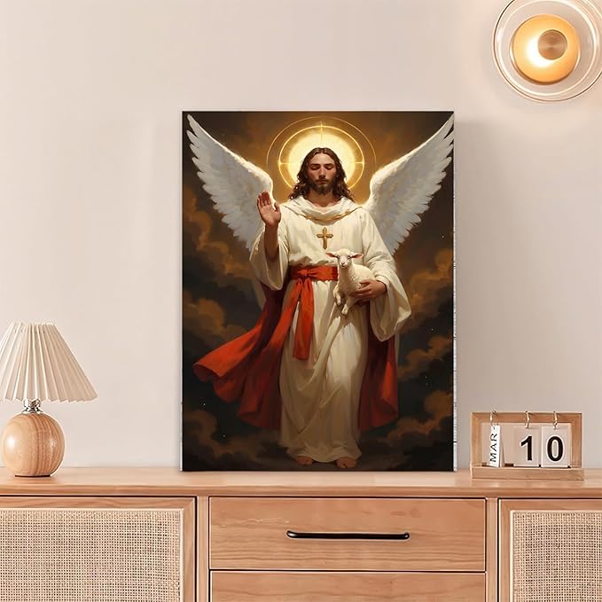 Christian Wall Art Print, Religious Scripture Biblical Decor, Faith-Based Inspirational Landscape with Cross, Digital Printed Canvas Poster for Church, Home Chapel, Prayer Room Decor