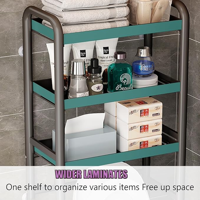 Over-The-Toilet-Storage, 3 Tier Over Toilet Bathroom Organizer Overhead Toilet Storage Organizer Shelf Freestanding Space-Saving Toilet Rack for Room Storage Organizer.