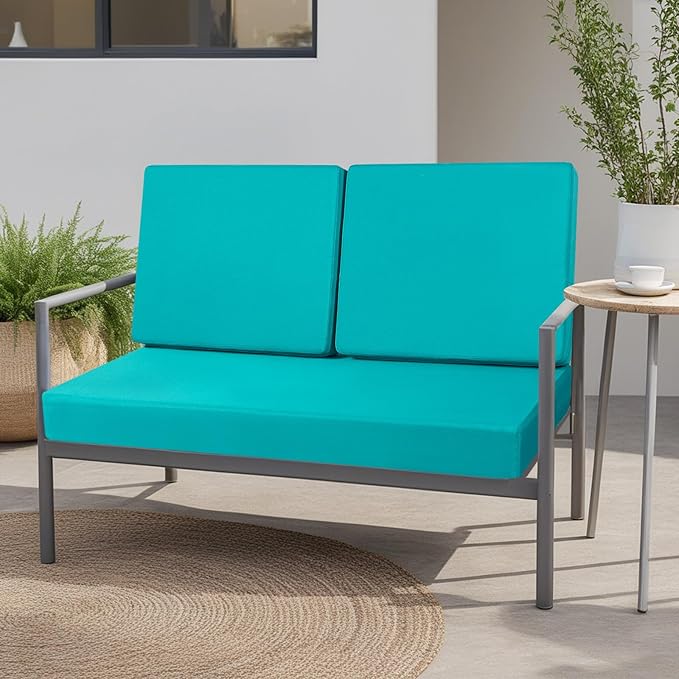 idee-home Outdoor Loveseat Cushions for Patio Furniture, 46" x 26", Patio Love Seat Sofa Cushions for Porch Garden Chair