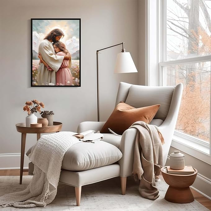 Christian Wall Art Print, Religious Scripture Biblical Decor, Faith-Based Inspirational Landscape with Cross, Digital Printed Canvas Poster for Church, Home Chapel, Prayer Room Decor