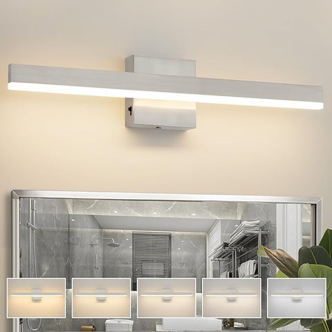Nickel Bathroom Vanity Light 23.6 inch, 14W Dimmable 5CCT LED Bathroom Light Fixture Over Mirror Restroom-ETL Certificated