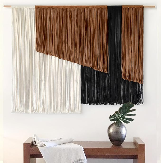 Macrame Wall Hanging Dip Dyed Fiber Macrame Wall Decor Boho Cord Living Room Wall Art 57" Wx43" L