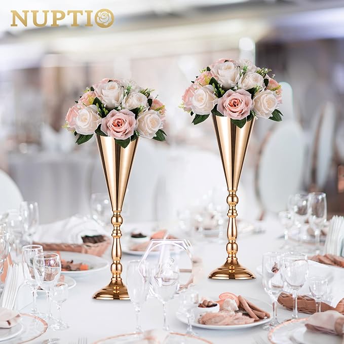 NUPTIO Flower Balls for Wedding Centrepieces - 6 Pcs 9.5in Diameter Artificial Flower Ball Arrangement Bouquet Peachy Pink & Creamy White Fake Rose Flowers Party Centerpieces for Weddings Tables