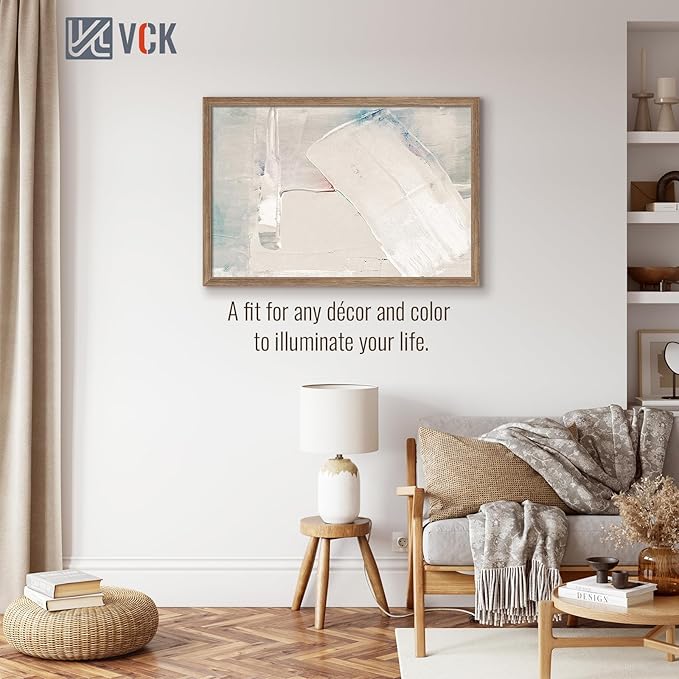 VCK 24x36 Poster Frame 5 Pack - Brown Walnut, Natural Textured Solid Wood Picture Frame, Wall Mounting Hanging