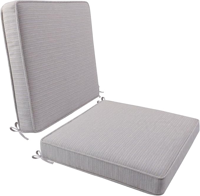 Outdoor Chair Cushion 18 x 18 x 3 Inch, Waterproof & 3-Year Fade Resistant Patio Furniture Cushions, Removable Cover and Adjustable Ties for Garden Sofa Couch (Beige)