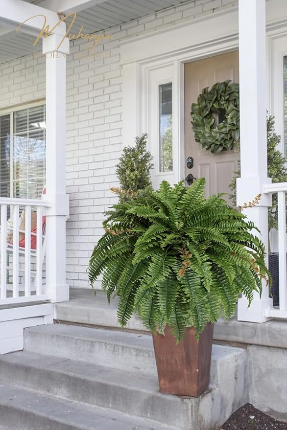 Artificial Boston Fern Silky Bush, 48IN Faux Fern Large Hanging Lifelike Plant for Indoors Outdoors Home Decor, Suitable for Porch Entrance Garden Home, 85Branches (1 Pcs)
