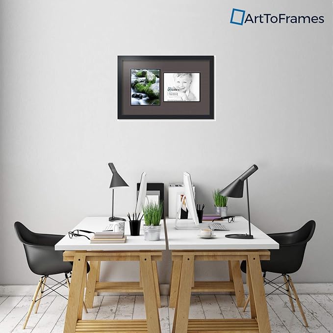 ArtToFrames Collage Photo Frame Double Mat with 2 - 8x10 Openings and Satin Black Frame