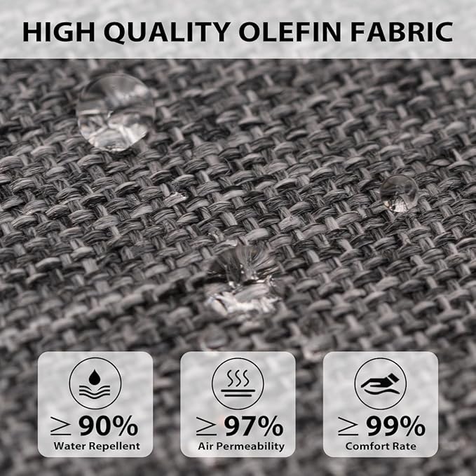 Sundale Outdoor Olefin Deep Seat Cushion Set of 2, Patio Chair Cushion and Pillow, Water-Resistant Sectional Sofa Pad with Straps Medium Gray, 24 x 24 x 4 Inches