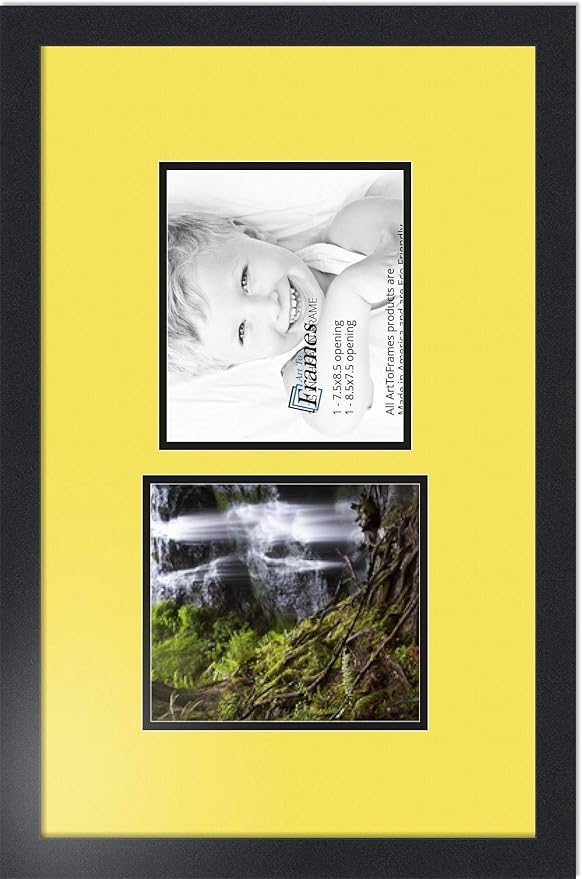 ArtToFrames Double-Multimat-108-47R/89-FRBW26079 Collage Photo Frame Double Mat with 2-7.5x8.5 Openings and Satin Black Frame
