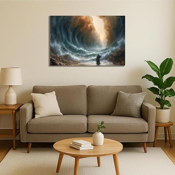 Christian Wall Art Print, Religious Scripture Biblical Decor, Faith-Based Inspirational Landscape with Cross, Digital Printed Canvas Poster for Church, Home Chapel, Prayer Room Decor