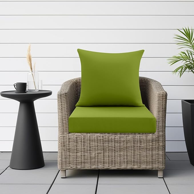 idee-home Outdoor Cushions for Patio Furniture, Outdoor Seat Cushion, Waterproof Hampton Bay Deep Seat Replacement Couch Chair Cushions for Garden Lawn Backyard Deck, 24 x 24 Green