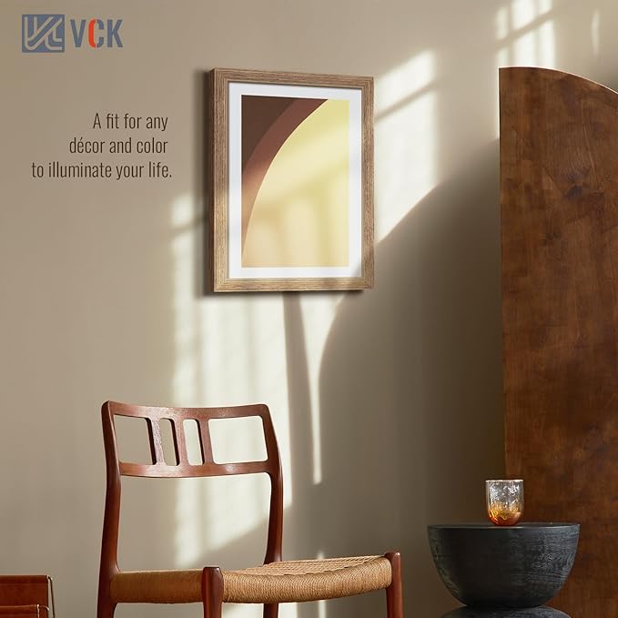 VCK 13x19 Picture Frame 5 Pack - Brown Walnut, Natural Textured Solid Wood Frame, Wall Gallery Frame