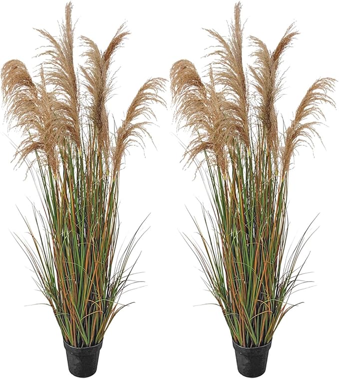 Alonfala - 69" (2-Pack) Pampas Grass Potted Plants - Artificial Faux Plants Featuring Tall Grass, Housewarming, and New Home Celebration. Elevate with Fake Plants, Ideal for Floor Decor