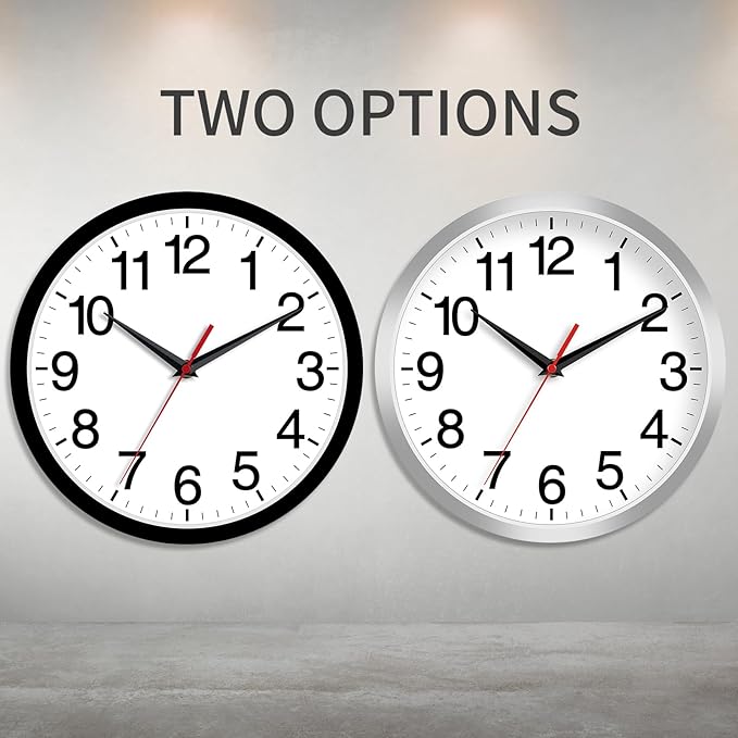 Wall Clock Modern 8 Inch Battery Operated Silent Non Ticking Small Analog Clock for Living Room Office Home Bedroom Kitchen Bathroom(Black)