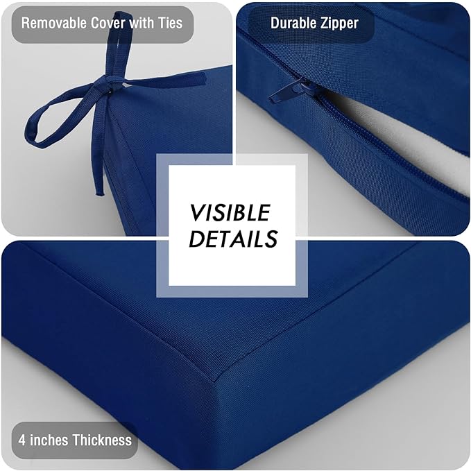 idee-home Outdoor Cushions for Patio Furniture, Waterproof Outdoor Seat Cushion Hampton Bay Deep Seat Replacement Cushions for Garden