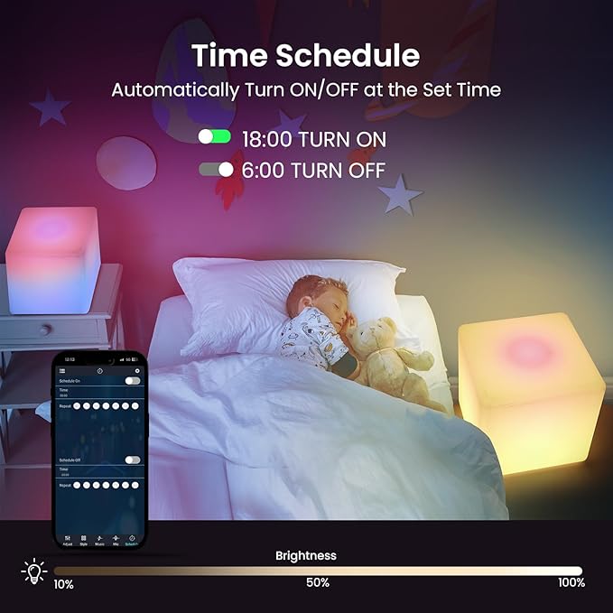 LOFTEK 12-inch Smart Cube Lights: RGBW+IC 16 Million Colors Changing LED Furniture Night Light with APP, Music Sync & Timer Floor Lamp for Living Room Bedroom Game Atmosphere (Corded Electric)