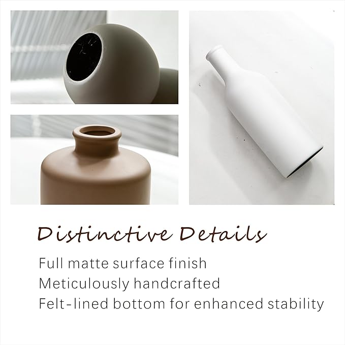 Modern Vases for Home Decor, Artificial Fake Flowers with Vase, Ceramic Vase for Centerpieces