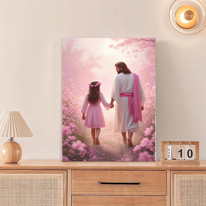 Christian Wall Art Print, Religious Scripture Biblical Decor, Faith-Based Inspirational Landscape with Cross, Digital Printed Canvas Poster for Church, Home Chapel, Prayer Room Decor