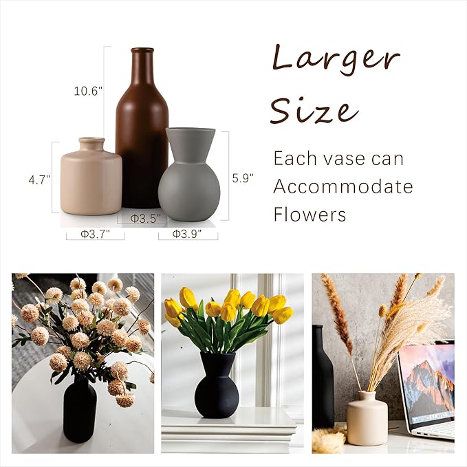 Modern Vases for Home Decor, Artificial Fake Flowers with Vase, Ceramic Vase for Centerpieces