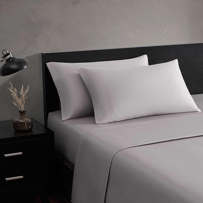 Vera Wang - Queen Sheet Set, Luxury Sateen Cotton Bedding, 800 Thread Count, Soft & Smooth Bedding Set (Plum, Queen)
