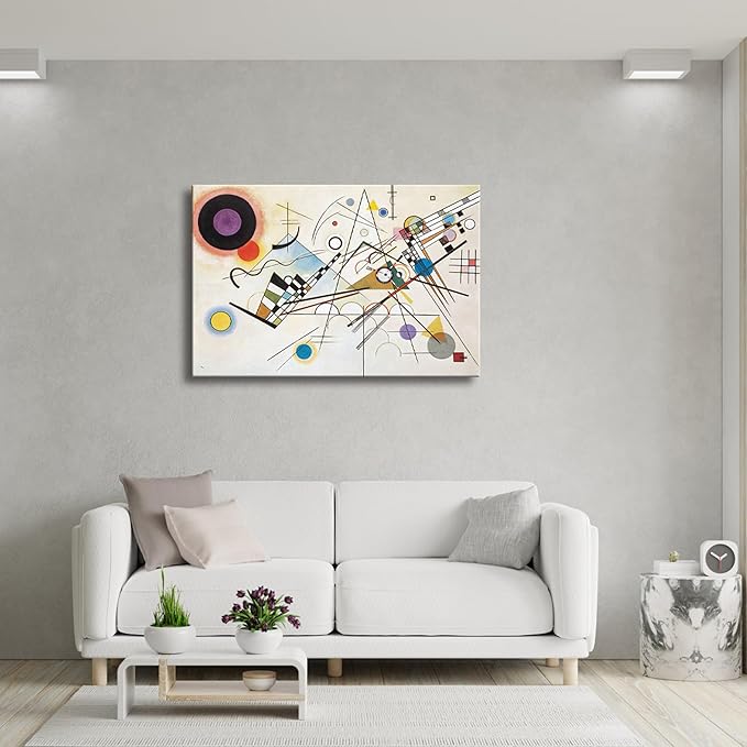 Wieco Art Large Wassily Kandinsky Composition VIII Picture Reproduction of Famous Paintings Canvas Prints Wall Art Canvas Wall Art for Living Room Home Decor and Wall Decorations