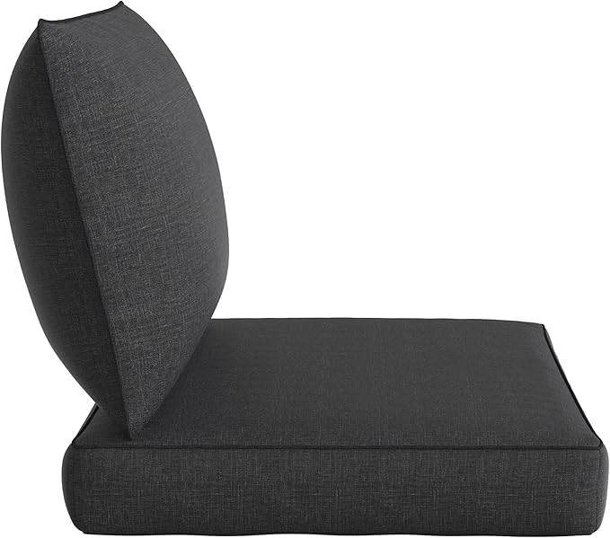 UIXE 24.5" Deep Seat Outdoor Cushion Set with Back Pillows, Patio Furniture Cushions, Sectional Sofa Bistro Chair Cushion - Dark Gray, Set of 2