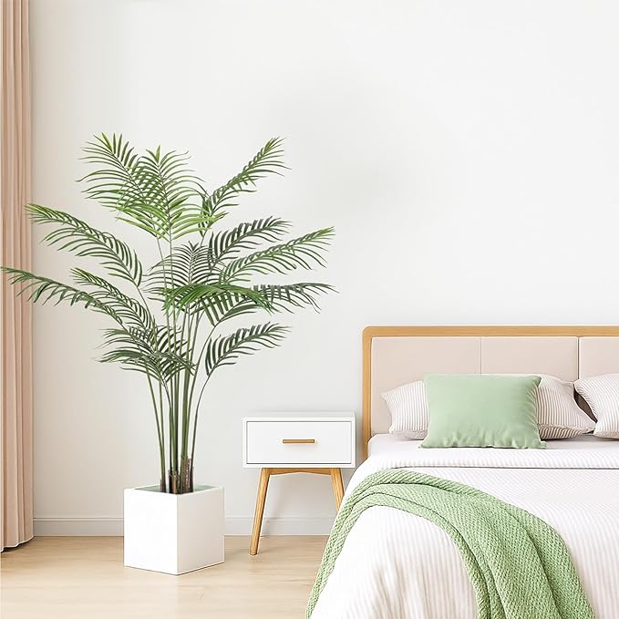 Artificial Palm Tree 5ft Tall Fake Palm Tree Indoor Decor Faux Tropical Areca Floor Plant in Pot, Artificial Silk Plant for Home Office Living Room Decor Indoor