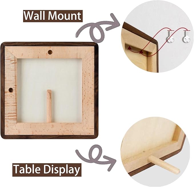 10x10 Square Picture Frame in Natural Walnut Wood, Solid Wooden Frames matted to 6x6/8x8, Gallery Frames for Wall Mount or Tabletop Display