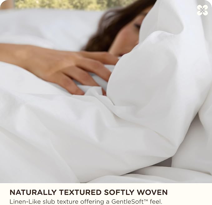 Bedsure Cotton Duvet Cover Full - Luxury Slub Weave 100% Cotton Duvet Cover Set with a Linen Like Textured, Easy Change Durable Bedding Set 3 Pieces, Bright White, 80" x 90"