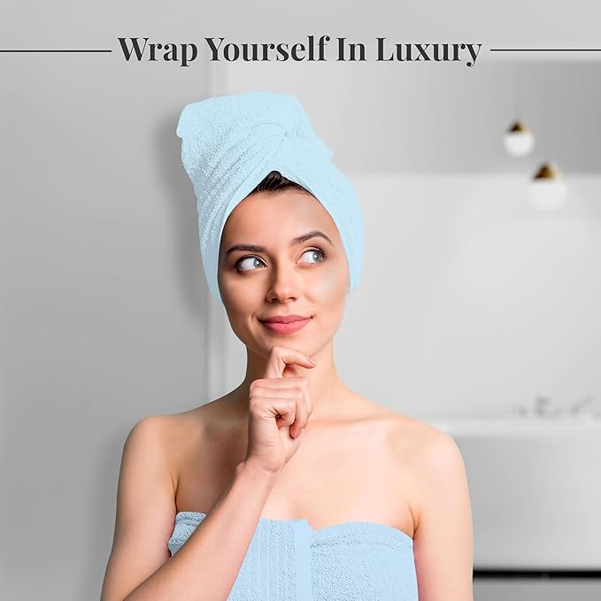 Tens Towels Pack of 4 Extra Large Bath Towels 30 x 60 Inches, 100% Cotton, Larger & Lighter Weight, Quicker to Dry, Super Soft and Absorbent, Perfect for Bathroom, Sky Blue