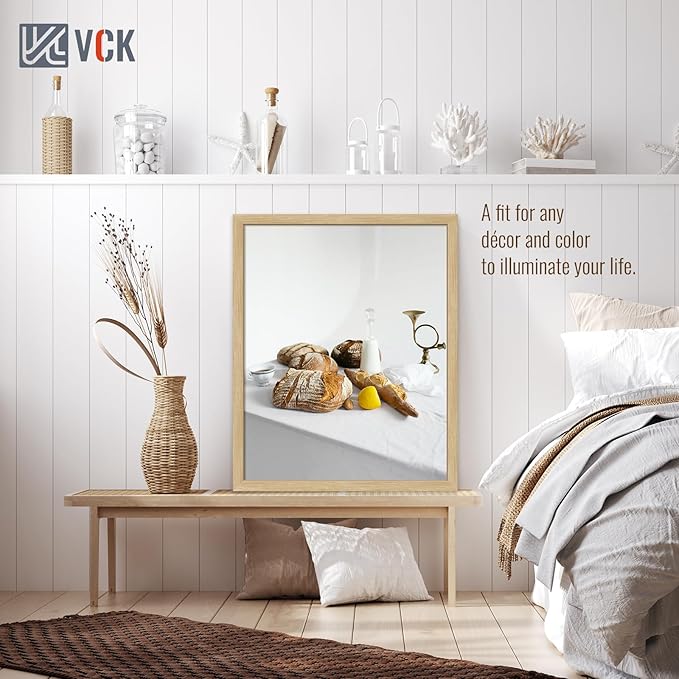 VCK 24x30 Oak Wood Frame for Poster & Picture, Natural Solid Wood Photo Frames 5 Pack, Wall Mounting Hanging