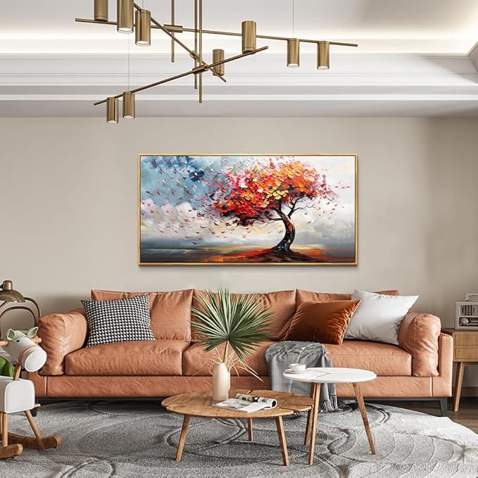 hyidecorart Large Abstract Wall Decor For Living Room Canvas Wall Art For Office Bedroom Decor Tree Panoramic Landscape Wall Painting Wood Framed Prints Textured Pictures Artwork Modern Hotel Mural