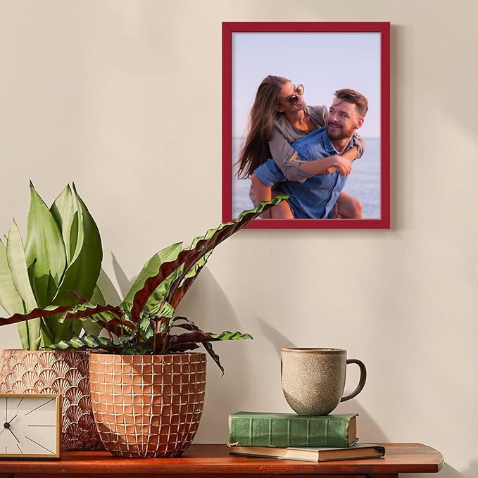 Renditions Gallery 11X14 Custom Photo Prints with Real Wood Picture Frames. Create Personalized Photos with Peel & Stick Photo Frames. Single, Red Frame