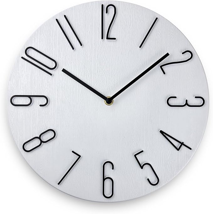 12 Inch Wall Clock Silent Non Ticking, Preciser Modern Style Decor Clock for Home, Office, School, Kitchen, Bedroom, Living Room, Wall Clock Without Second Hand