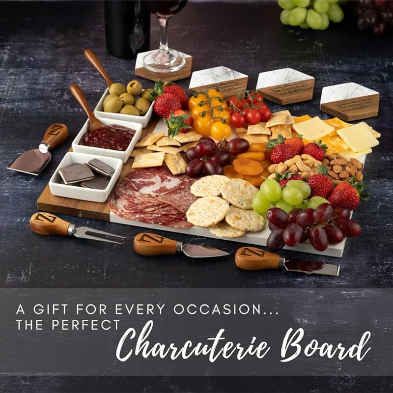 Personalized Charcuterie Board, Marble Cheese Boards for Bridal Shower Gifts, Perfect Housewarming Gifts for Couples, Custom Wedding Gifts, New Home Gift Best for Women