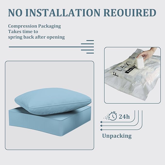 Outdoor Seat Cushion Set 24 x 24 x6.5 Inch Splash-Proof & Fade Resistant Patio Furniture Cushions with Removable Cover Deep Seat & Back Cushion with Straps for Chair Sofa Couch