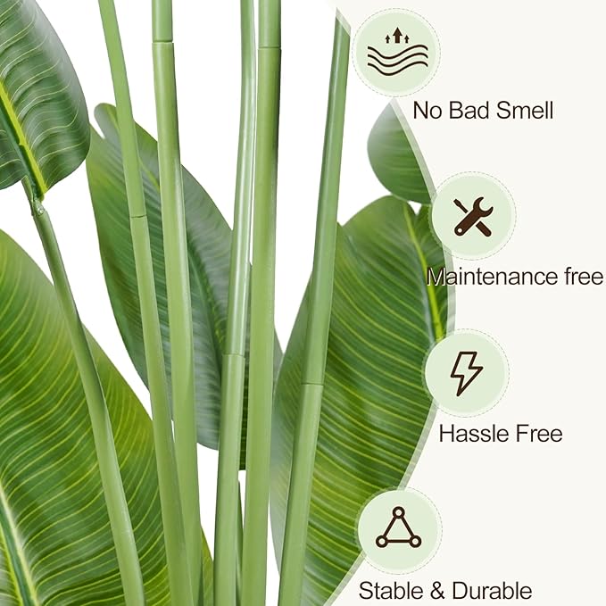 Lifelike Bird of Paradise Artificial Plant 4ft Faux Banana Leaf Tree with 9 Trunks for Home Decor - Perfect Indoor Silk Floor Plant for Living Room, Office, and Bedroom Ambiance Enhancement