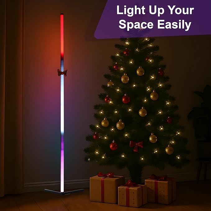 2 Pack Corner Floor Lamp - 57'' Tall RGB Lamp with Music Sync, 16 Million Colors, 88 LED Dual RGB White, Voice & App Control Mood Light with Timer & Remote for Gaming, Bedroom & Living Room