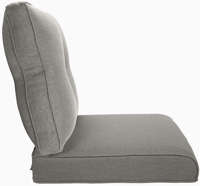 22x25/22x24 Outdoor Furniture Cushions Set of 6 - Water Repellent High Back Patio Chair Cushion for Wicker Dining Rocking Swivel Chairs Loveseat Couch L-Shape Sectional Sofa - Grey/Button