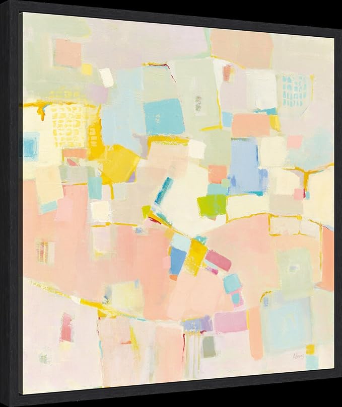 Amanti Art Framed Canvas Wall Art 22x22 Block Party by Phyllis Adams, Framed Wall Art Canvas, Abstract Artwork, Modern Decor, Medium Poster Painting for Living Room, Bedroom, Bathroom, Kitchen,