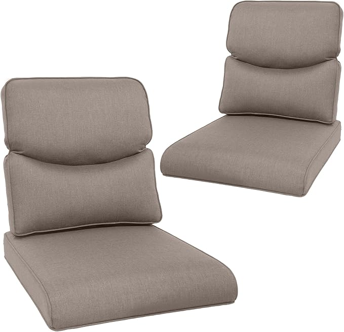 Outdoor Chair Cushions Set of 2-22 x 25 Inch Fade Resistant Patio Chair Cushions Outdoor Seat Cushions for Patio Furniture Chair Sofa Couch-Grey